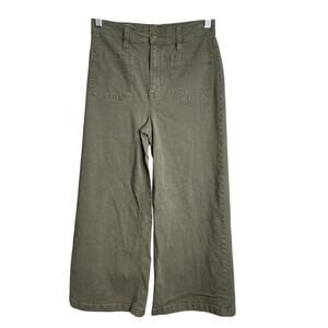 Point Sur Women's Olive Green Wide Leg Pants Size 26 High Waist Military Surplus